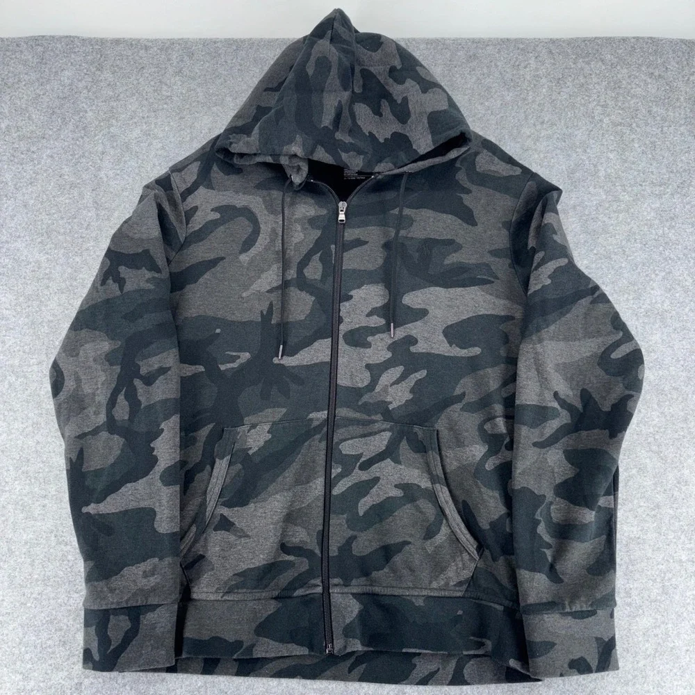 Polo Ralph Lauren Performance Men Grey Camo Full Zip Hoodie Sweatshirt XL Preppy